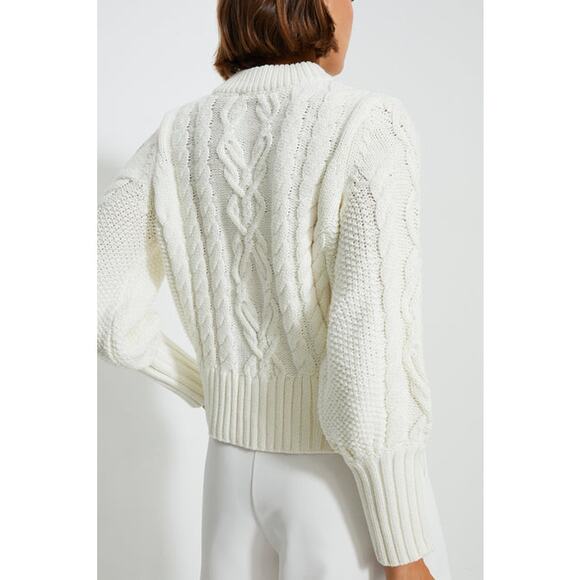 NWT Tuckernuck Ivory Cotton Colette Cable Knit Cardigan Cream Off-White Cozy XXL - Picture 2 of 9